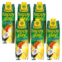 happy day Fruchtsaftkonzentrat Ananas, Kokos 6x 1,0 l