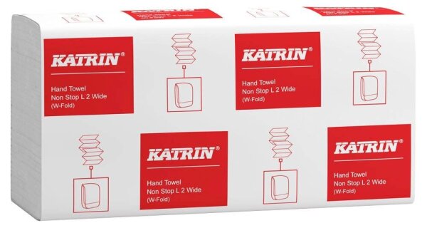 KATRIN Papierhandtücher 61549 Non Stop L2 Interfold-Falzung 2-lagig weiß, 3.000 Tücher