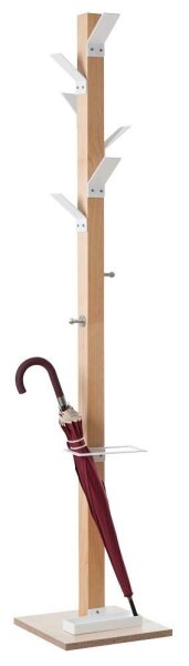 PAPERFLOW Kleiderständer easyCloth Wood Range Modell A PECPP.13 weiß Holz 8 Haken 32,0 x 178,0 cm, 1 St.