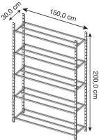Manorga Weitspannregal ZA23305ND lichtgrau 150,0 x 30,0 x 200,0 cm