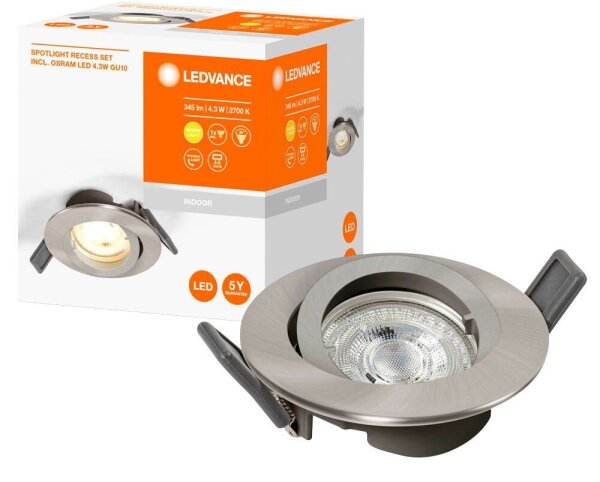 LEDVANCE RECESS DOWNLIGHT TWISTLOCK GU10 LED Einbaustrahler silber 4,3 W