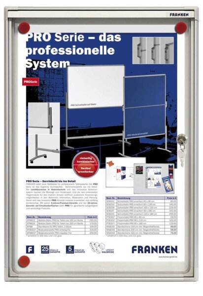 FRANKEN Schaukasten X-tra!Line  silber 1x DIN A4 28,0 x 3,0 x 37,0 cm, 1 St.