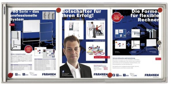 FRANKEN Schaukasten X-tra!Line  silber 3x DIN A4 37,0 x 3,0 x 73,0 cm, 1 St.