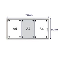 FRANKEN Schaukasten X-tra!Line  silber 3x DIN A4 37,0 x 3,0 x 73,0 cm, 1 St.
