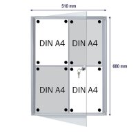 FRANKEN Schaukasten X-tra!Line  silber 4x DIN A4 51,0 x 3,0 x 68,0 cm, 1 St.