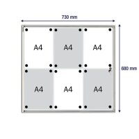 FRANKEN Schaukasten X-tra!Line  silber 6x DIN A4 68,0 x 3,0 x 73,0 cm, 1 St.