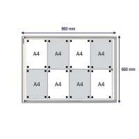 FRANKEN Schaukasten X-tra!Line  silber 8x DIN A4 96,0 x 3,0 x 68,0 cm, 1 St.