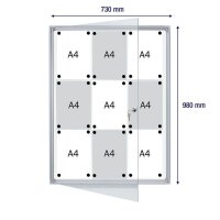 FRANKEN Schaukasten X-tra!Line  silber 9x DIN A4 73,0 x 3,5 x 98,0 cm, 1 St.