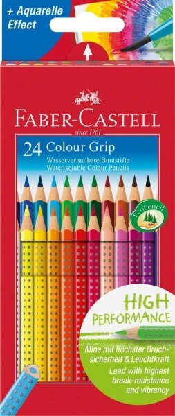 FABER-CASTELL Colour GRIP Buntstifte farbsortiert, 24 St.