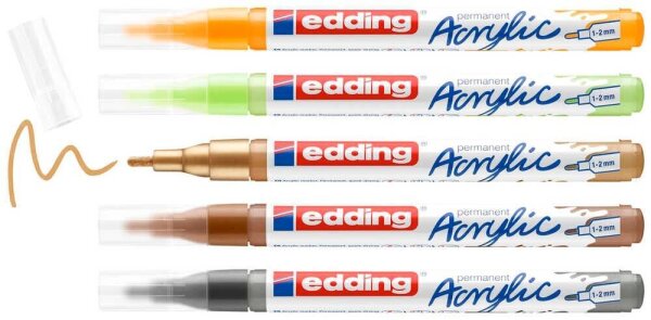 edding 5300 Acrylstifte-Set farbsortiert 1,0 - 2,0 mm, 5 St.