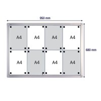 FRANKEN Schaukasten PRO silber 8x DIN A4 95,0 x 4,6 x 68,0 cm, 1 St.