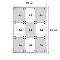 FRANKEN Schaukasten PRO silber 9x DIN A4 73,0 x 4,6 x 99,0 cm, 1 St.