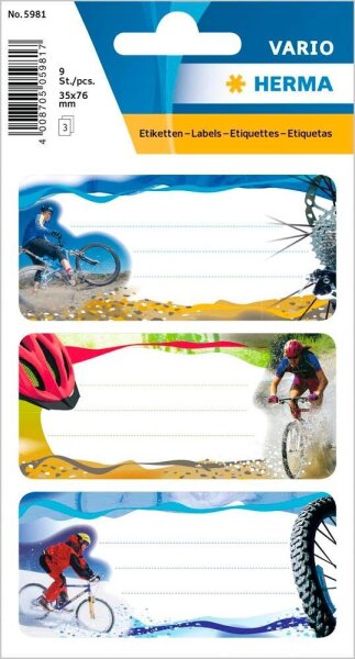 HERMA Schuletiketten Mountainbike, 9 Etiketten
