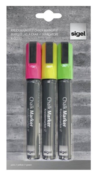 SIGEL Kreidemarker farbsortiert 1,0 - 5,0 mm, 3 St.