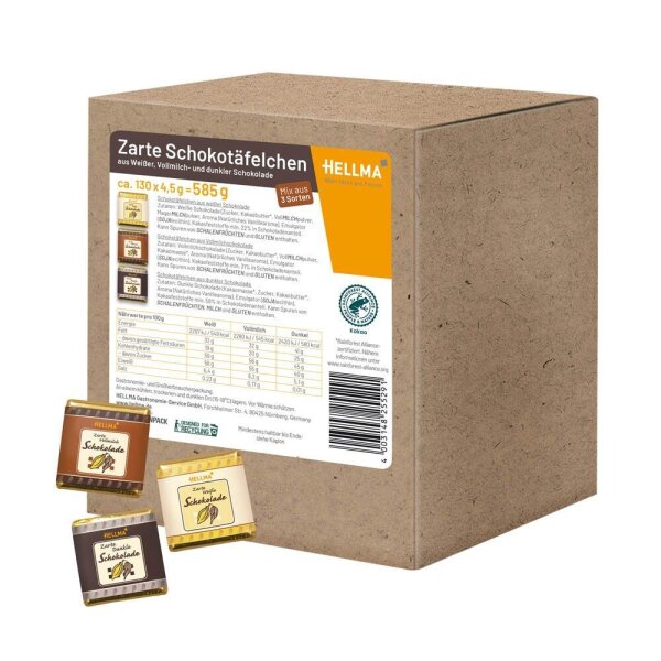 HELLMA Zarte Schokotäfelchen Schokolade 130 St./585,0 g  ( 60125528 )