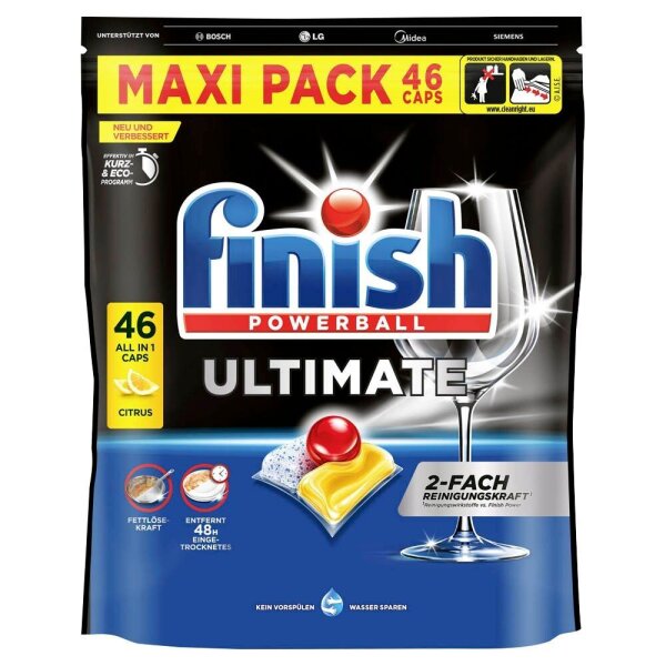 finish POWERBALL ULTIMATE All in 1 Citrus Spülmaschinentabs, 46 St.