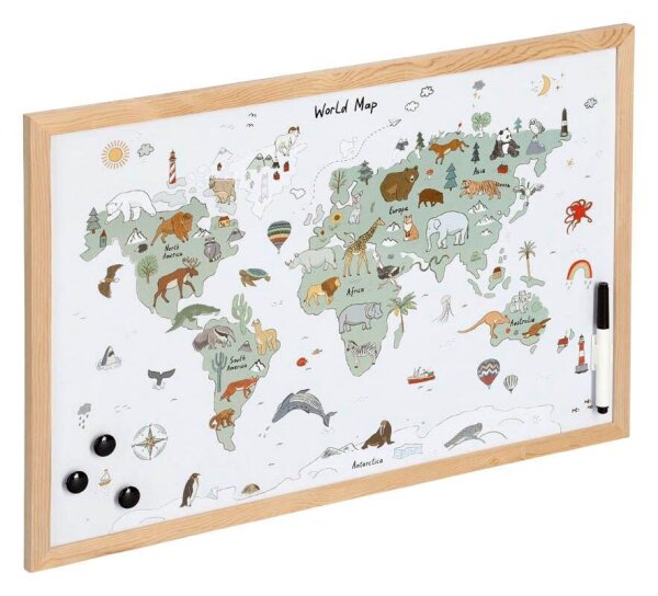 Zeller Whiteboard Weltkarte 60,0 x 40,0 cm natur, bunt Stahl
