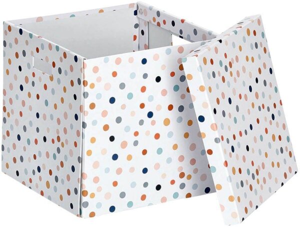 Zeller Dots Aufbewahrungsbox weiß, mit Punkten 33,5 x 33,0 x 32,0 cm, 1 St.