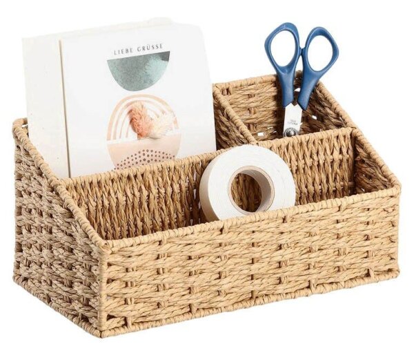 Zeller Schreibtisch-Organizer Papiergeflecht natur Papiergeflecht 3 Fächer 25,5 x 14,2 x 12,2 cm