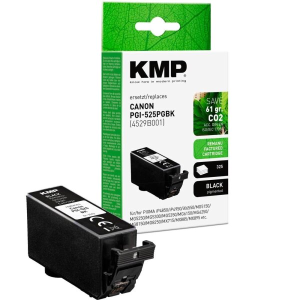 KMP  schwarz Druckerpatrone kompatibel zu Canon PGI-525 BK