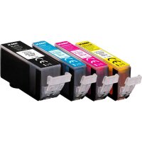 KMP  schwarz, cyan, magenta, gelb Druckerpatronen kompatibel zu Canon PGI-520 BK, CLI-521 C/M/Y, 4er-Set