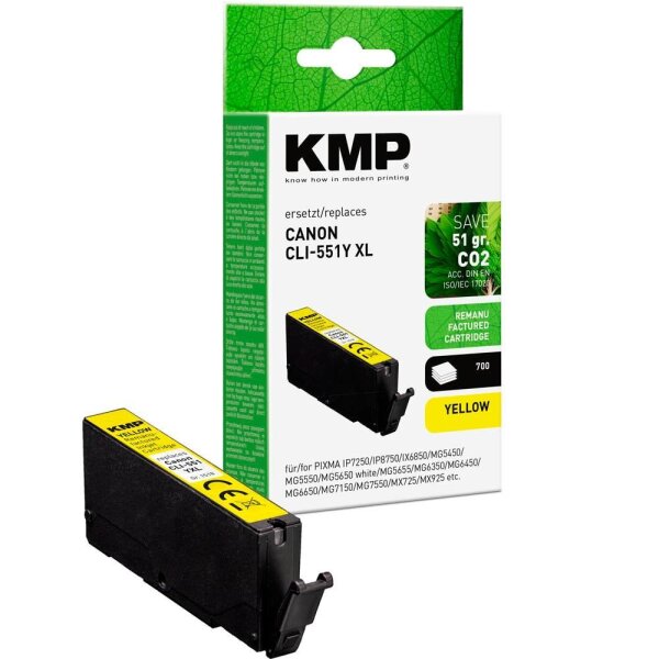 KMP  gelb Druckerpatrone kompatibel zu Canon CLI-551 XL Y