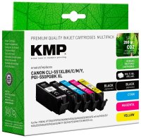 KMP  2x schwarz, cyan, magenta, gelb Druckerpatronen...