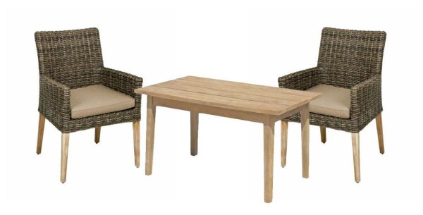 Garden Pleasure Sitzgruppe NORVELL/PUEBLO braun, natur Holz, 3-teilig