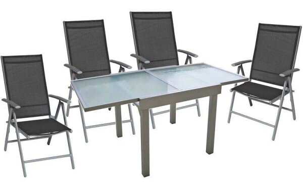 Garden Pleasure Sitzgruppe LOLA dunkelgrau, grau Metall, 5-teilig