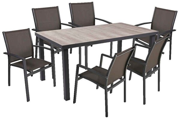 Garden Pleasure Sitzgruppe RANA, anthrazit Metall, 7-teilig