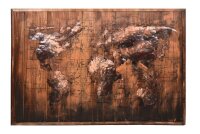 Garden Pleasure Wandbild 3D Weltkarte braun, Metall