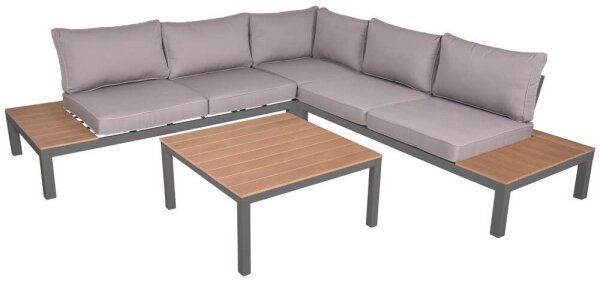 Garden Pleasure Loungegruppe VALENTINA grau, anthrazit Holz, Metall, 15-teilig