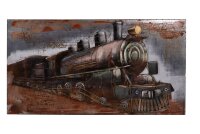Garden Pleasure Wandbild 3D Dampflok, Metall