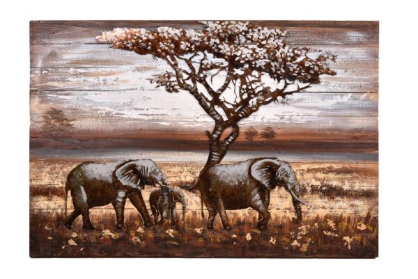 Garden Pleasure Wandbild 3D Elefanten, Metall
