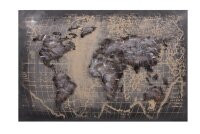 Garden Pleasure Wandbild 3D Weltkarte grau, Metall