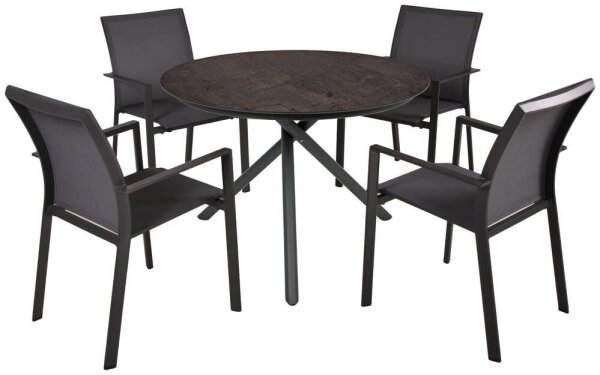 Garden Pleasure Sitzgruppe SOPHIA mittelgrau, pfefferschwarz Metall, 5-teilig