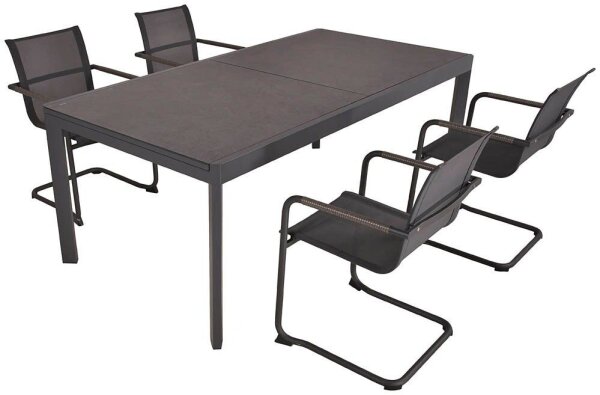 Garden Pleasure Sitzgruppe NEREA anthrazit Metall, 5 tlg.