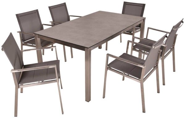 Garden Pleasure Sitzgruppe SIENNA, taupe Metall, 7-teilig  ( 305384-2 )