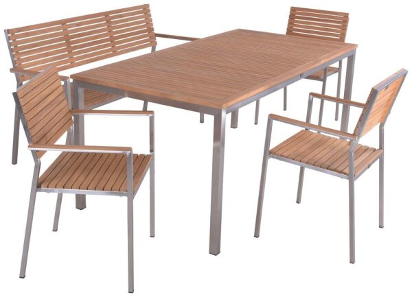 Garden Pleasure Sitzgruppe DENVER, silber Holz, Metall, 5 tlg.  ( 304767-1 )