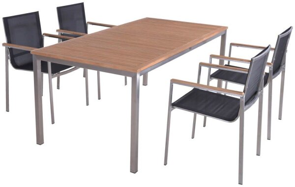 Garden Pleasure Sitzgruppe DENVER dunkelgrau, silber Holz, Metall, 5-teilig