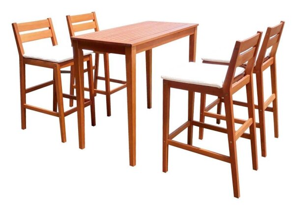 Garden Pleasure Bartisch-Set MAINE beige, natur Holz, 5-teilig