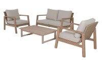 Garden Pleasure Loungegruppe SAN MATEO beige, braun Holz, 4-teilig