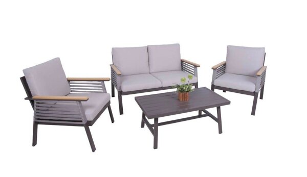 Garden Pleasure Loungegruppe DENIA beige, braun Metall, 12-teilig