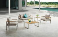 Garden Pleasure Loungegruppe FLORENCE hellgrau, braun Metall, 4-teilig