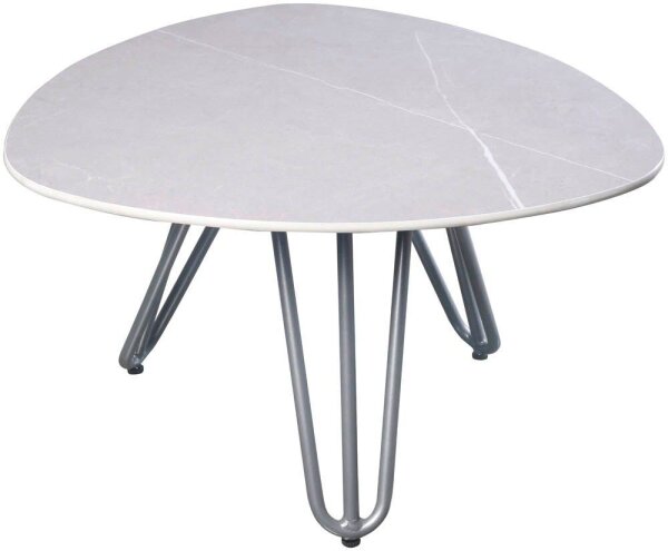 Garden Pleasure EMILIA Beistelltisch dreieckig abgerundet Stein grau 68,0 x 68,0 x 39,0 cm, 1 St.