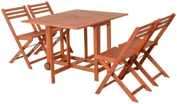 Garden Pleasure Sitzgruppe ANAHEIM, braun Holz, 5-teilig