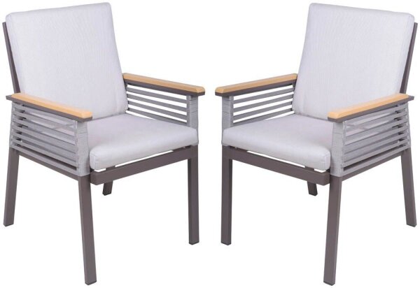 Garden Pleasure Gartenstühle mit Armlehnen DENIA beige, Metall, 2 St.