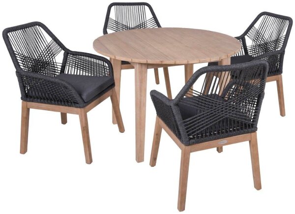 Garden Pleasure Sitzgruppe ARVADA/POMONA anthrazit, natur Holz, 5-teilig