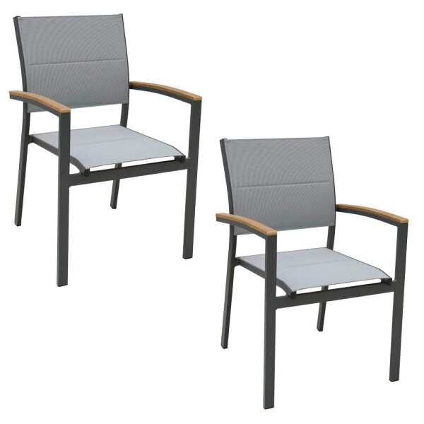 Garden Pleasure Gartenstühle mit Armlehnen SILEA natur, Metall, 2 St.