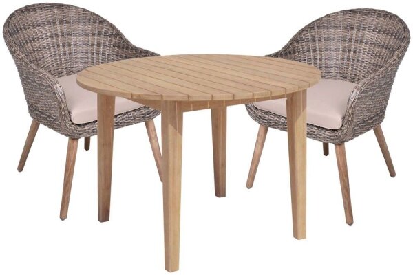 Garden Pleasure Sitzgruppe PUEBLO/ ARVADA taupe, natur Kunststoff, Holz, 3-teilig